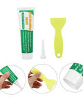 Two Set Wall Mending Repair Cream For Cracks Graffiti And Stains Easy To Apply Crack Paste With Scraper Quick Fix For Holes Peeling Walls And Maintenance Durable White Latex Repair Paste showing tube, nozzle, and scraper