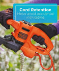 Corded 17 Inch Hedge Trimmer With 3.2 Amp Motor, Dual Action Blades For Reduced Vibration And Cleaner Cuts, cord retention detail