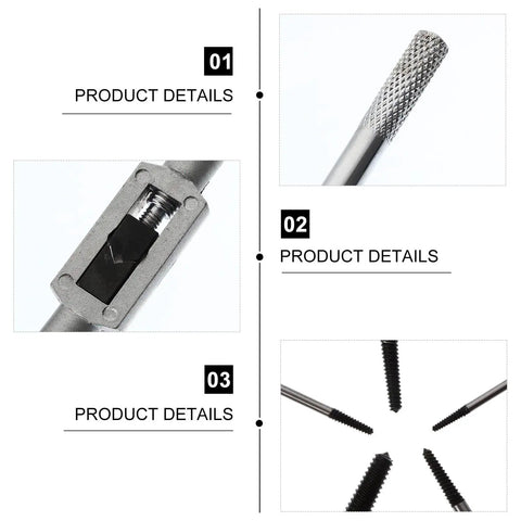 Must-Have Vicasky 11-Piece Broken Bolt Extractor Set With High-Speed Steel Screw Remover Tools For Stripped, Rounded-Off Bolts And Rusty Metal Jobs That Are Total Game Changers. close-up of high-speed steel extractors