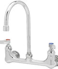 Commercial Wall Mount Mixing Sink Faucet In Polished Chrome Brass Body Built Tough 6 Inch Inch Swivel Gooseneck Stream Regulator Outlet