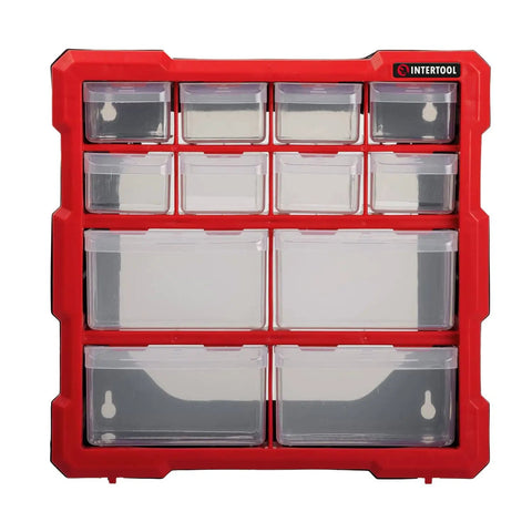 Removable Bin Drawer Small Parts Organizer With 12 Compartments A Handy Storage Box For Screws Bolts Legos Beads Craft Supplies Jewelry And More Great For Garage Workshop Home 10 By 10 By 6 Inches front view