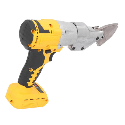 Heavy Duty Cordless Metal Shear Cutter With Powerful Brushless Motor, 20V Li Ion Battery, High Torsion Electric Scissor For Garage And DIY Projects, Yellow Finish, Smooth And Accurate Cutting Action, side view