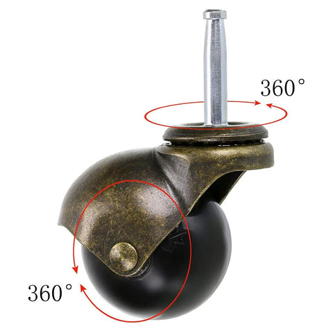 1.5 Inch Ball Caster Stem Wheel With Sockets, Vintage Antique Swivel Caster For Furniture Like Coffee Tables And Cabinets, Durable PP And Steel Construction With Antique Gold Finish, Quiet Rolling Wheels, Pack Of 4