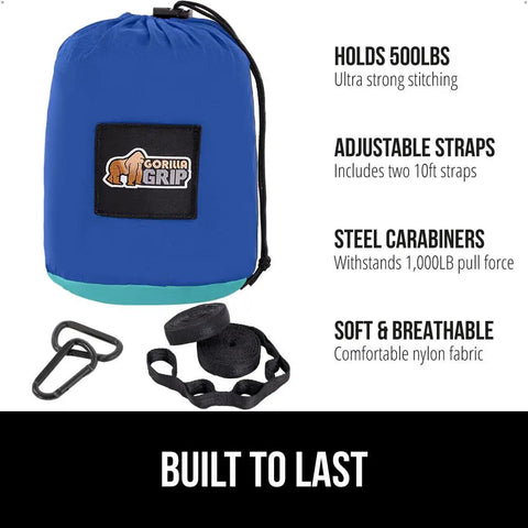 Durable Camping Hammock Built Tough With Heavy Duty Tree Straps Holds Up To 500 Lbs Steel Carabiners For A Secure Hang