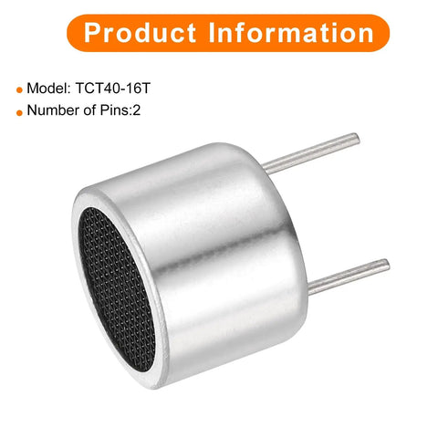 10 Pack Ultrasonic Distance Sensor Module TCT40-16T High Precision Distance Measuring Transducer Ultrasonic Sensor For Accurate Object Detection, Distance Measurement And Proximity Sensing In Security, Robotics, Automation And DIY Projects. silver 2-pin ultrasonic sensor
