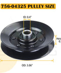 2 Pack Idler Pulley 756-04325 Replacement For Craftsman LT2000 Cub Cadet LTX1042 Garden Tractor Replaces MTD 756-04325 Rotary 14326 Durable Mower Deck Pulley For Smooth Spin And Easy Install, black steel pulley, 0.7 in x 3.06 in