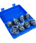 14 Piece TC820 ANSI Collet Set With Tap Holder For M36 Electric Tapping Machine, neatly stored in a blue case.