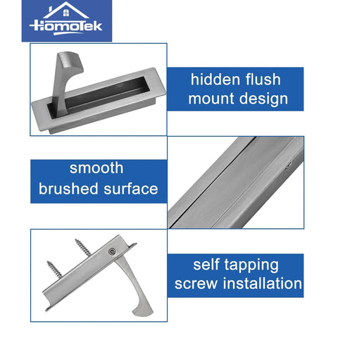 Recessed Pocket Door Pull Handle Edge Flush Hidden Finger Pull for Sliding Doors Stainless Steel 304 Satin Nickel 80x22x16mm