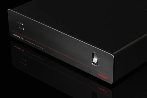 Kickass 20 Amp Power Conditioner With Non Sacrificial Surge Protection For Home Audio and Hi Fi Rigs close-up view with power switch