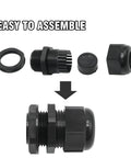 Exploded view of Ten Pack 1 Inch NPT Nylon Cable Gland IP68 Waterproof Adjustable Cable Gland For Junction Boxes And Panel Wiring 17 To 25mm Connector Glands For Watertight Seals showing assembly components.
