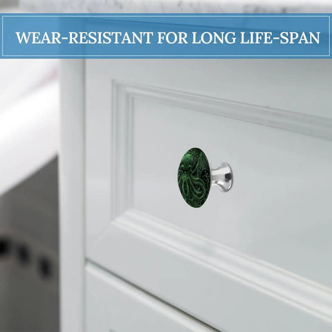 Two Pack Slick Stainless Steel Cabinet Knobs for Kitchen Cabinets and Dressers, 1.1 Inch Drawer Pulls on white cabinet