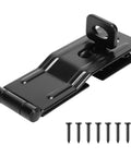 Heavy Duty Swivel Staple Hasps With Twist Knob Padlock Clasp Secures Gate Fence Or Barn Door Featuring Rust Proof Steel, 4in black latch.