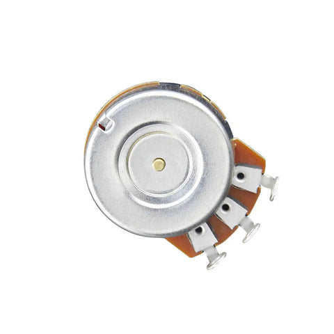 4 Pack B500K Guitar Pots 18mm Shaft Linear Taper Tone Potentiometers In Golden Color showing side view of one pot's knurled grip