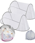 2 Pack Pop Up Mosquito Net Tent For Bed Sleep, Foldable Portable Enclosure For Camping, breathable fine mesh, white color