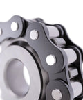 Close-up of Beefy 12 Tooth Roller Chain Sprocket With Three Eighths Inch Pitch 15mm Bore A3 Carbon Steel Motor Drive Gear DIN ISO 06B