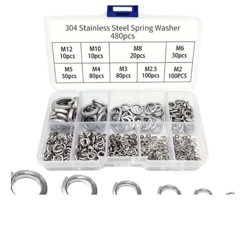 Heavy Duty 480 Piece Stainless Steel Flat Washers Set For Screws And Bolts All Purpose Plain Metal Washers Built To Last Corrosion Resistant Gaskets And Spacers Wide Compatibility With Fasteners M2-M12 organizer case