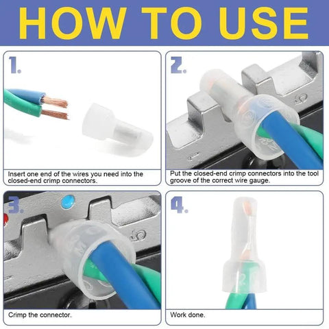 Dope 120 Piece Closed End Crimp Connector Kit With Aluminum Conductors And Nylon Insulation For Secure Electrical Wire Joints In Cars And Security Gear White Set how-to diagram