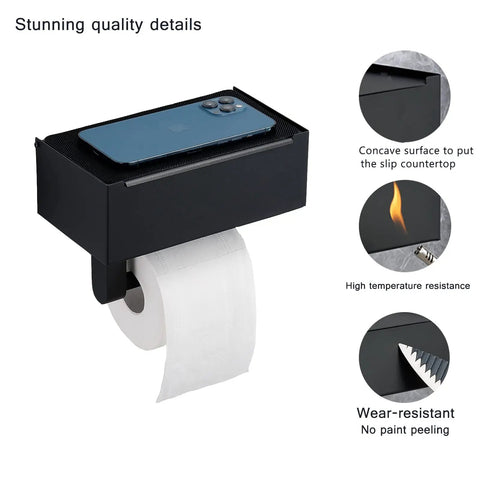 Super Handy Stainless Steel Wall Mounted Toilet Paper Holder With Hidden Shelf To Stash Flushable Wipes And Feminine Products