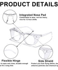 2 Pack Woman Safety Glasses Stand Guard Against Dust And Blue Light With Anti Fog Side Shields Pink Clear Frames Kick Glare While You Grind At Computer Desk UV400, showcasing integrated nose pad and flexible hinge.