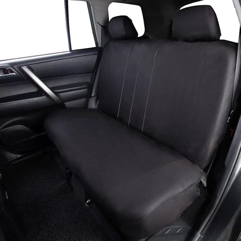 Easy Install Car Seat Covers For Front Seats And Rear Bench, Universal Fit, Airbag Compatible, Polyester Protector shown on rear bench.