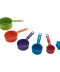Must Have Nestable Measuring Cup Set With Two Tablespoons Coffee Scoop, Durable BPA Free Plastic, Clear Easy Read Markings, Dishwasher Safe, Includes One Quarter Cup, One Third Cup, One Half Cup, One Cup, color-coded set