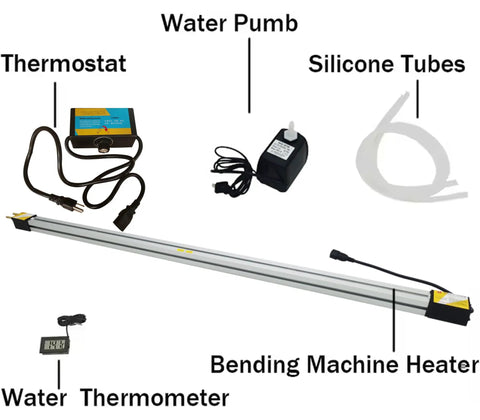 IntXanth 70.87 Inch Acrylic Plastic Heat Bending Machine, 2000W Strip Heater parts including thermostat, water pump, heater components