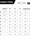 Size chart for 680 Pcs White Nylon Washers Set For Bolts And Screws Plastic Flat Washers Assorted In 7 Sizes M2.5-M10