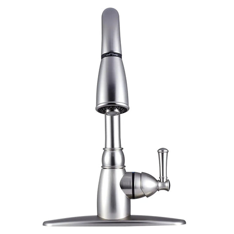 RV Non Metallic Pull Down Kitchen Sink Faucet With Detachable Sprayer Brushed Satin Nickel Finish Single Lever Handle