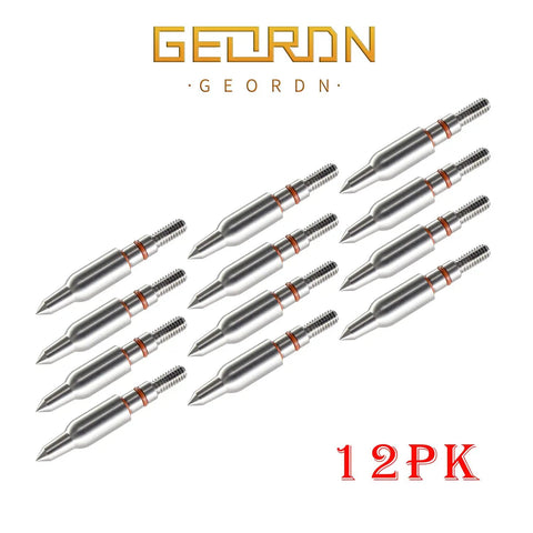 Stainless Steel Arrow Field Points Set Of 12 For Practice Arrows, 100 125 150 175 200 Grain Weights, Fits 0.244 Inch ID Arrow Shafts