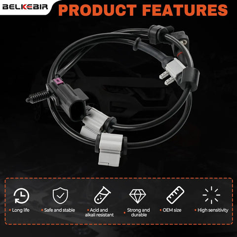 2Pcs Front Abs Wheel Speed Sensor Left Right Driver Passenger Straight Up Drop In Compatible 2002 2009 Chevy Trailblazer Gmc Envoy Buick Rainier showing wiring harness features.