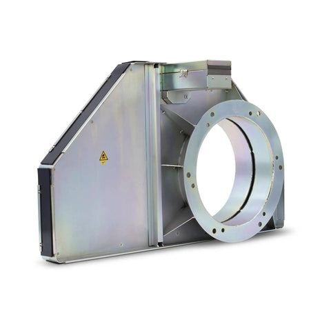 Heavy Duty Automatic Blast Gate with zinc plated steel, 10 inch diameter, designed for 24V DC Electric Actuator airflow control.