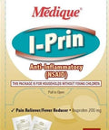 Front view of Medique I-Prin anti-inflammatory NSAID package with drug facts panels
