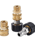 Raincovo brass pressure-washer quick-connect fittings, M22 14mm to 3/8 in hose adapters, 4 pieces