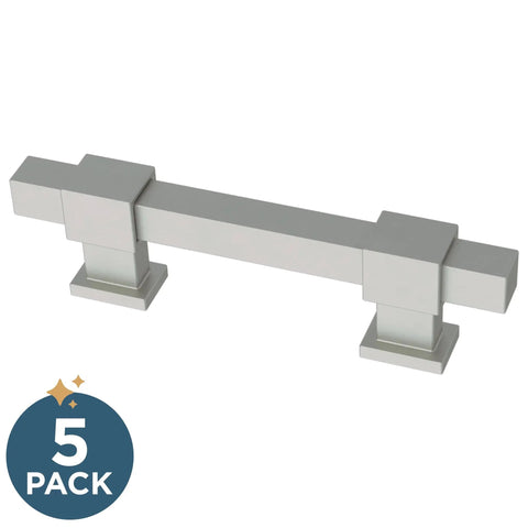 5 Pack Slick Matte Brushed Nickel Cabinet Handles And Adjustable Drawer Pulls For Kitchen Cabinets Dressers And Cupboards Fits 1.375 To 4 Inch Hole Centers With Adjusta-Pull