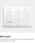 Matter Smart Dimmer Switch For Single-Pole Wiring With Neutral Wire, wall-mounted, white finish, three-button design.