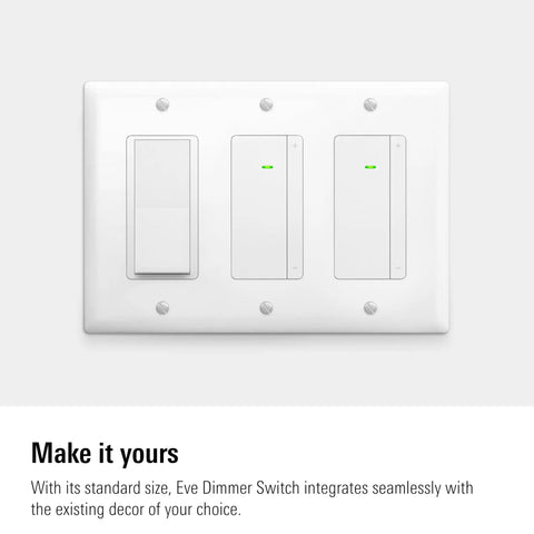 Matter Smart Dimmer Switch For Single-Pole Wiring With Neutral Wire, wall-mounted, white finish, three-button design.