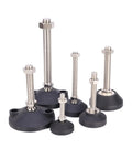 Adjustable Furniture Legs Four Pack Featuring M8 To M16 Threads Swivel Leveling Feet with rubber bases in various heights.