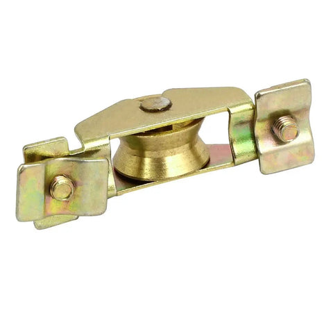 Top Shelf Single Roller Sliding Window Sash Pulley Wheel Replacement 2 Pack Heavy Brass Track Rollers, detailed view of brass pulley.