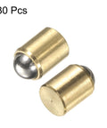 30 Pack Of Snappy Mini Brass Ball Spring Plungers 6X7mm Heavy Duty Detent Catch Latches, close-up of two brass plungers.