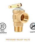 Pressure relief valve from Three Quarter Inch IPS Isolator Tankless Water Heater Service Valve Kit, brass body visible.