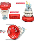 Heavy Duty 16mm Latching Emergency Stop Push Button Switch With 32mm Head In Stainless Steel 304, Wired Socket, 1NO 1NC, Aluminum Alloy Stop Cap, Ideal For 120V 12V And 5V To 220V Systems, red 32mm head