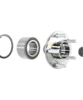 Front Wheel Hub Kit With Bearing Wheel Studs Snap Ring And Axle Nut Complete Replacement Assembly For Non Integral Wheel Hubs Restoring Smooth Operation And Precise Fit displayed.
