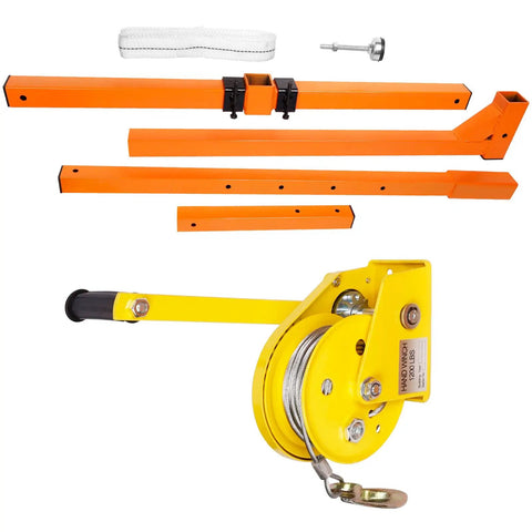 Heavy Duty Air Conditioner Lift Crane With Bulletproof Stainless Frame And Smooth 50 Ft Cable Plus Reliable Hand Winch For No Sweat Mini Split Heat Pump Roof Mounting Jobs