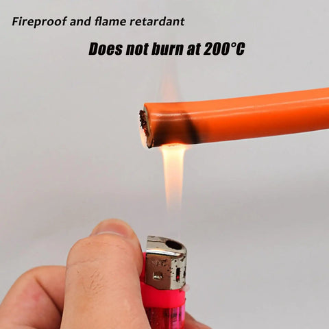 320 Ft High Heat Silicone Cable With Raw Copper Core Built Tough For Hot Rod Fixes And Ev Swaps burning test at 200°C with lighter