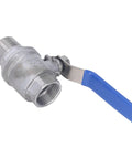 Heavy Duty Three Quarter Inch Npt Stainless Steel Ball Valve For Water Oil Gas Lines Featuring Rock Solid Shutoff And Zero Drip Leak Protection Engineered For Slick Flow And Tough Grind Use, showing threaded ports and blue handle.