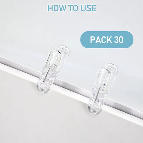 Heavy Duty Balloon Arch Clip Set 30 Pack Plastic Transparent Spring Clamps 2.4 Inch Balloon Clips For Arch Kits attached to surface