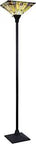 Kinsey Tiffany Style Black Bronze 1 Light Mission Torchiere Floor Lamp With 14 Inch Shade Bulb Not Included Plug-In Rotary Switch
