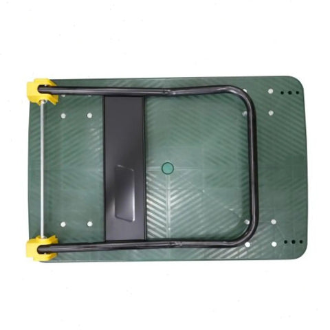 Tough As Nails Foldable Push Cart Dolly features a green anti-skid deck and collapsible frame for easy storage.