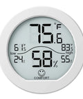 Easy Read Indoor Hygrometer Thermometer For Home And Office, Digital Temperature And Humidity Monitor With Large Display, Fast Accurate Room Climate Tracker For Optimal Comfort, round white plastic wall unit