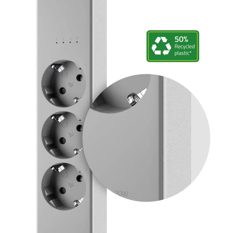 Slick Black Smart Power Strip With WiFi App Control, Heavy Duty Surge Protector, Built In USB Charging Ports showing wall sockets.